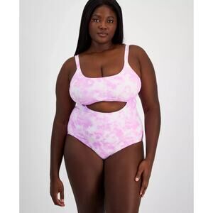 Salt + Cove Trendy Plus Size Tie-Dye One-Piece Swimsuit Pink Size 2XL 1084